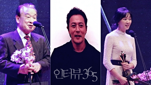 '베스트 스타상' 남녀주연상 수상자 (왼쪽부터) 이순재, 장동건, 수애/사진=인터뷰365