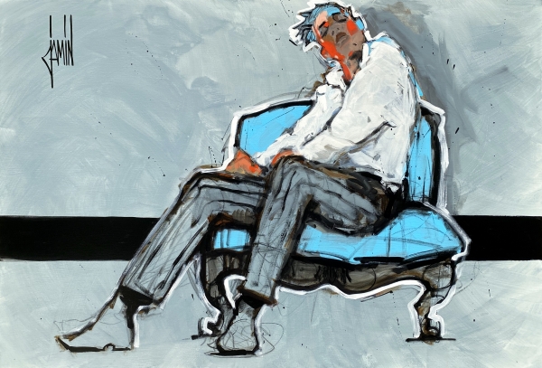 파란 소파에 앉은 멋쟁이 (Dandy au fauteuil bleu), 2022  ⓒDavid Jamin