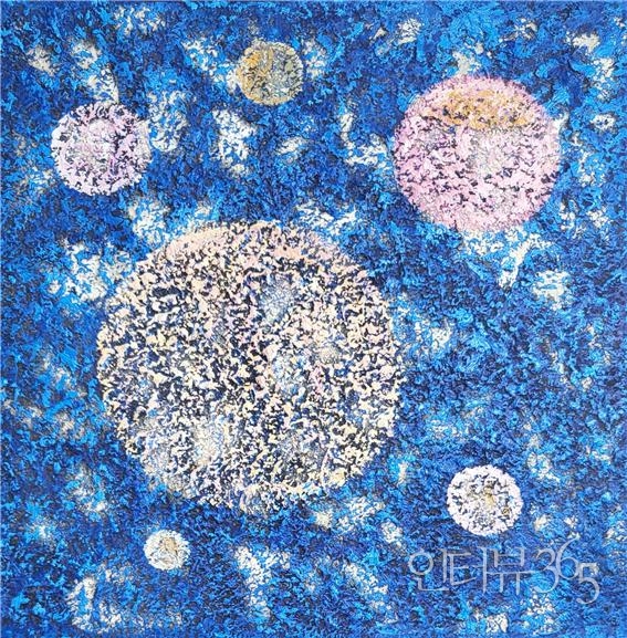 명왕성232001S, 60.6X60.6cm, 면을 섞은 특별한지에 커피, 차, 먹과 유채