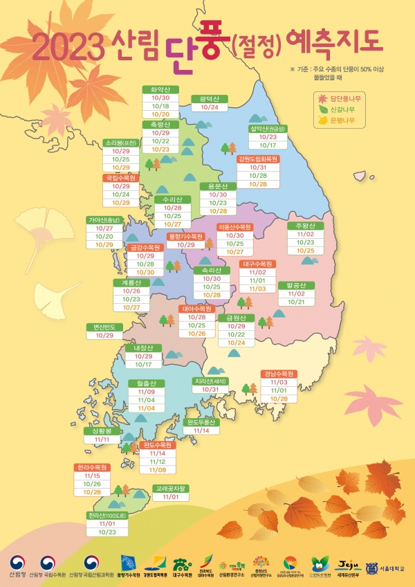 2023 산림단풍(절정)예측지도