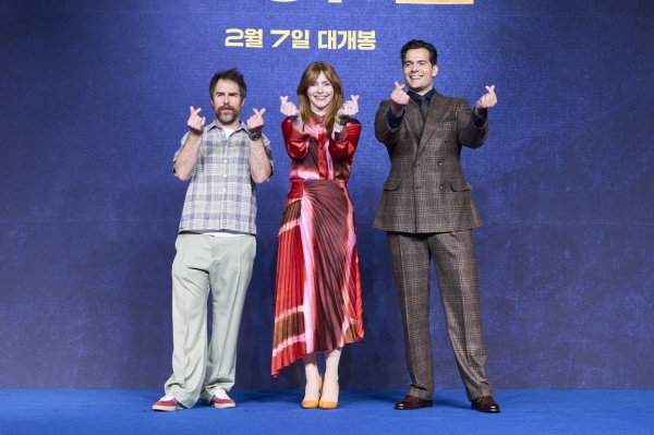 스파이 액션 블록버스터 '아가일'의 주역&nbsp;헨리 카빌, 브라이스 달라스 하워드, 샘 록웰/사진=유니버설 픽쳐스<br>