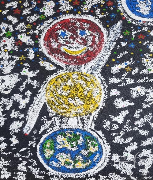 우주화가-자화상232501M, 80.3X53.0cm, 한지에 먹과 유채