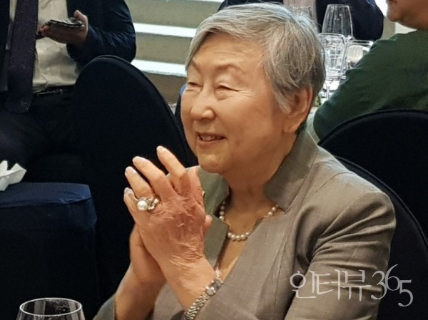 지난 26일 개최된 조성철 한국사회복지공제회 이사장 이임식 행사에 건강한 모습으로 참석한 재미동포 농학자 김필주 박사/사진=인터뷰365<br>