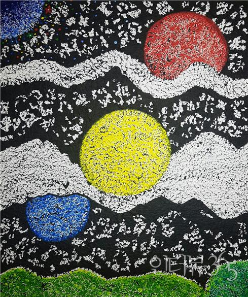 우주창조 2020-8, 162x130cm, 한지에 먹과 유채