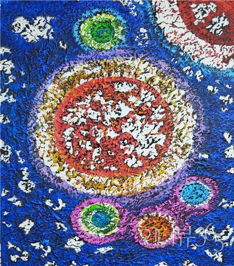 바너드별 241501P, 65.1x50cm, 한지에 먹과 유채