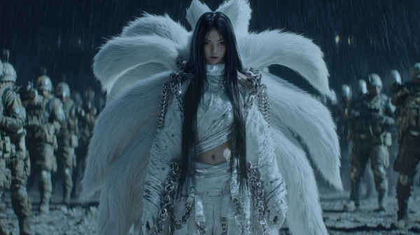 '캐럿 AI크리에이터'로서 'AI로 다시 쓰는 전래동화' 기획전에 참여해 제작한 단편영화 '구미호:사라진 병기'의 한 장면./사진= 박도울 제공