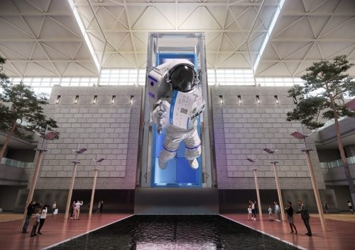 인천국제공항 제1여객터미널 미디어타워에서 상영중인 ‘뜻밖의 우주인’의 한 장면 (사진제공 : ㈜이지위드)